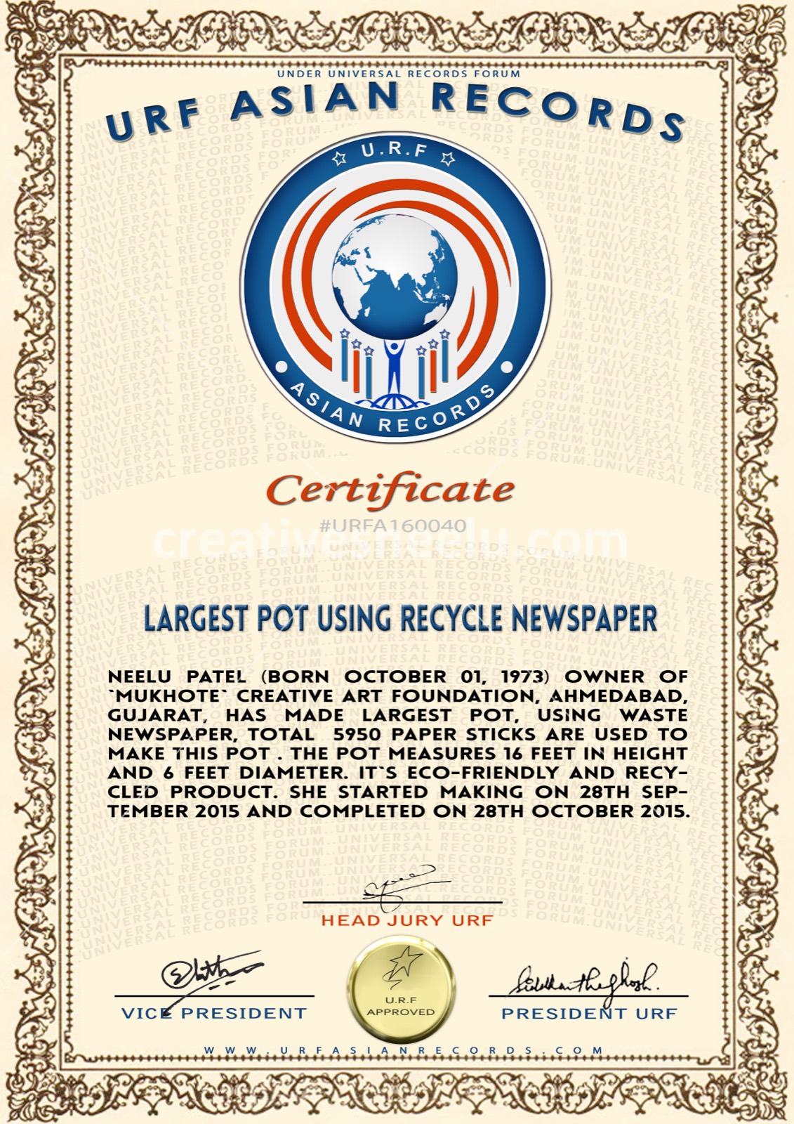 Award or press feature — URFA160040-1